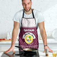 Qatar Christmas Apron with Maroon-White Design, National Emblem, and Camel Motif - Wonder Print Shop