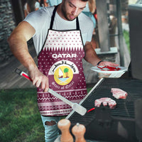 Qatar Christmas Apron with Maroon-White Design, National Emblem, and Camel Motif - Wonder Print Shop