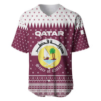 Qatar Christmas Baseball Jersey with Maroon-White Design, National Emblem, and Camel Motif - Wonder Print Shop