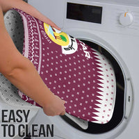 Qatar Christmas Bathroom Set with Maroon-White Design, National Emblem, and Camel Motif - Wonder Print Shop