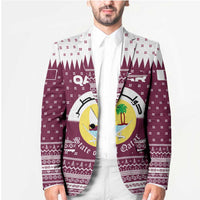 Qatar Christmas Blazer with Maroon-White Design, National Emblem, and Camel Motif - Wonder Print Shop