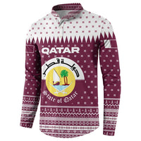 Qatar Christmas Button Sweatshirt with Maroon-White Design, National Emblem, and Camel Motif - Wonder Print Shop