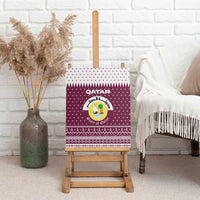 Qatar Christmas Canvas Wall Art with Maroon-White Design, National Emblem, and Camel Motif - Wonder Print Shop