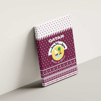 Qatar Christmas Canvas Wall Art with Maroon-White Design, National Emblem, and Camel Motif - Wonder Print Shop