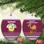 Qatar Christmas Ceramic Ornament with Maroon-White Design, National Emblem, and Camel Motif - Wonder Print Shop