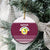 Qatar Christmas Ceramic Ornament with Maroon-White Design, National Emblem, and Camel Motif - Wonder Print Shop