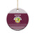 Qatar Christmas Ceramic Ornament with Maroon-White Design, National Emblem, and Camel Motif - Wonder Print Shop