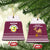 Qatar Christmas Ceramic Ornament with Maroon-White Design, National Emblem, and Camel Motif - Wonder Print Shop