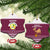 Qatar Christmas Ceramic Ornament with Maroon-White Design, National Emblem, and Camel Motif - Wonder Print Shop