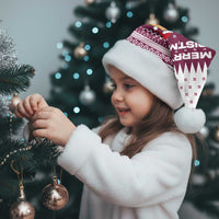 Qatar Christmas Santa Hat with Maroon-White Design, National Emblem, and Camel Motif - Wonder Print Shop