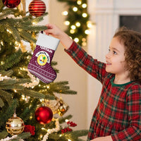 Qatar Christmas Stocking with Maroon-White Design, National Emblem, and Camel Motif - Wonder Print Shop