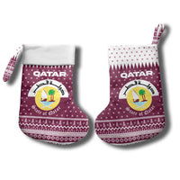 Qatar Christmas Stocking with Maroon-White Design, National Emblem, and Camel Motif - Wonder Print Shop
