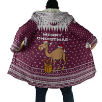 Qatar Christmas Cloak with Maroon-White Design, National Emblem, and Camel Motif - Wonder Print Shop