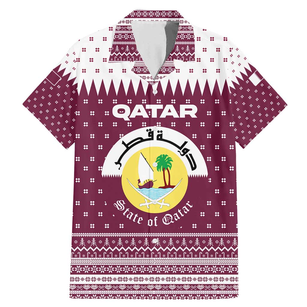 Qatar Christmas Family Matching Mermaid Dress and Hawaiian Shirt with Maroon-White Design, National Emblem, and Camel Motif - Wonder Print Shop