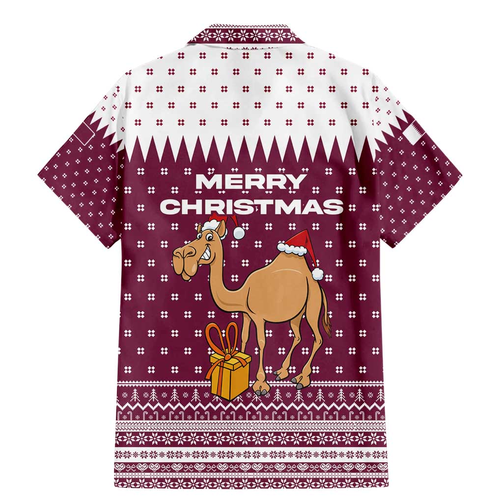 Qatar Christmas Family Matching Mermaid Dress and Hawaiian Shirt with Maroon-White Design, National Emblem, and Camel Motif - Wonder Print Shop