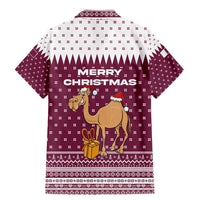 Qatar Christmas Family Matching Mermaid Dress and Hawaiian Shirt with Maroon-White Design, National Emblem, and Camel Motif - Wonder Print Shop
