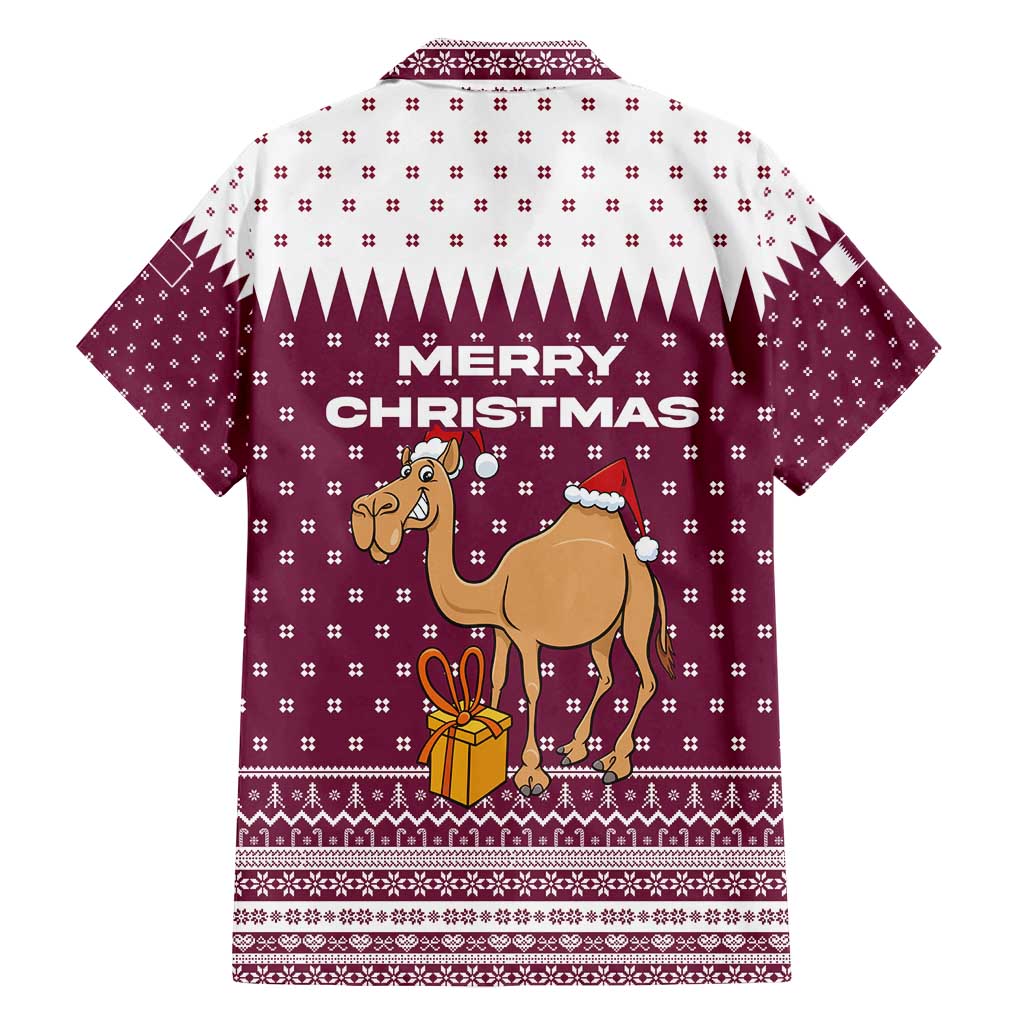 Qatar Christmas Family Matching Puletasi and Hawaiian Shirt with Maroon-White Design, National Emblem, and Camel Motif - Wonder Print Shop