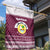 Qatar Christmas Garden Flag with Maroon-White Design, National Emblem, and Camel Motif - Wonder Print Shop