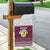 Qatar Christmas Garden Flag with Maroon-White Design, National Emblem, and Camel Motif - Wonder Print Shop