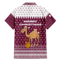 Qatar Christmas Hawaiian Shirt with Maroon-White Design, National Emblem, and Camel Motif - Wonder Print Shop
