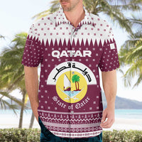 Qatar Christmas Hawaiian Shirt with Maroon-White Design, National Emblem, and Camel Motif - Wonder Print Shop
