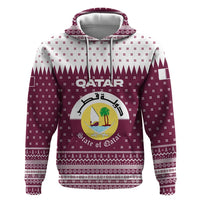 Qatar Christmas Hoodie with Maroon-White Design, National Emblem, and Camel Motif - Wonder Print Shop