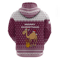 Qatar Christmas Hoodie with Maroon-White Design, National Emblem, and Camel Motif - Wonder Print Shop