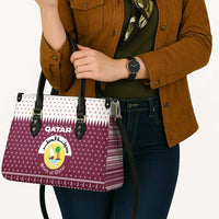 Qatar Christmas Leather Bag with Maroon-White Design, National Emblem, and Camel Motif - Wonder Print Shop