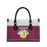 Qatar Christmas Leather Bag with Maroon-White Design, National Emblem, and Camel Motif - Wonder Print Shop