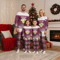 Qatar Christmas Pajama Set with Maroon-White Design, National Emblem, and Camel Motif - Wonder Print Shop