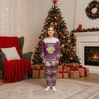 Qatar Christmas Pajama Set with Maroon-White Design, National Emblem, and Camel Motif - Wonder Print Shop