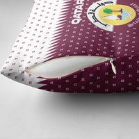 Qatar Christmas Pillow Cover with Maroon-White Design, National Emblem, and Camel Motif - Wonder Print Shop