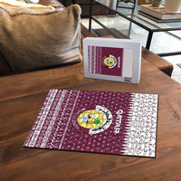 Qatar Christmas Puzzle with Maroon-White Design, National Emblem, and Camel Motif - Wonder Print Shop