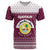 Qatar Christmas T Shirt with Maroon-White Design, National Emblem, and Camel Motif - Wonder Print Shop