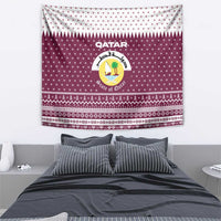 Qatar Christmas Tapestry with Maroon-White Design, National Emblem, and Camel Motif - Wonder Print Shop