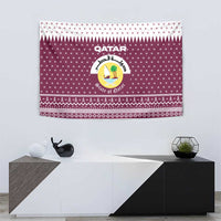 Qatar Christmas Tapestry with Maroon-White Design, National Emblem, and Camel Motif - Wonder Print Shop
