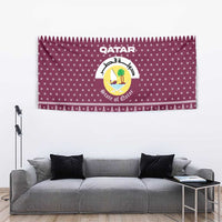 Qatar Christmas Tapestry with Maroon-White Design, National Emblem, and Camel Motif - Wonder Print Shop