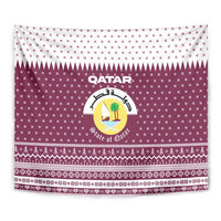 Qatar Christmas Tapestry with Maroon-White Design, National Emblem, and Camel Motif - Wonder Print Shop