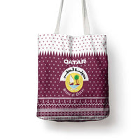 Qatar Christmas Tote Bag with Maroon-White Design, National Emblem, and Camel Motif - Wonder Print Shop
