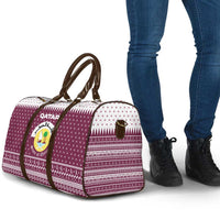 Qatar Christmas Travel Bag with Maroon-White Design, National Emblem, and Camel Motif - Wonder Print Shop