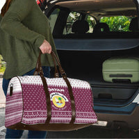 Qatar Christmas Travel Bag with Maroon-White Design, National Emblem, and Camel Motif - Wonder Print Shop