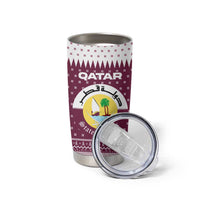 Qatar Christmas Tumbler Cup with Maroon-White Design, National Emblem, and Camel Motif - Wonder Print Shop