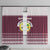 Qatar Christmas Window Curtain with Maroon-White Design, National Emblem, and Camel Motif - Wonder Print Shop