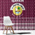 Qatar Christmas Window Curtain with Maroon-White Design, National Emblem, and Camel Motif - Wonder Print Shop