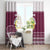 Qatar Christmas Window Curtain with Maroon-White Design, National Emblem, and Camel Motif - Wonder Print Shop
