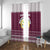 Qatar Christmas Window Curtain with Maroon-White Design, National Emblem, and Camel Motif - Wonder Print Shop