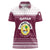 Qatar Christmas Women Polo Shirt with Maroon-White Design, National Emblem, and Camel Motif - Wonder Print Shop