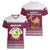 Qatar Christmas Women V-Neck T-Shirt with Maroon-White Design, National Emblem, and Camel Motif - Wonder Print Shop