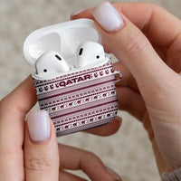 Qatar Christmas AirPods Case with Maroon-White Pattern, National Emblem, and Camel Motif - Wonder Print Shop
