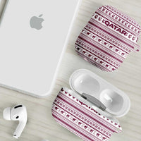 Qatar Christmas AirPods Case with Maroon-White Pattern, National Emblem, and Camel Motif - Wonder Print Shop